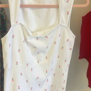 White Floral Sleeveless Top